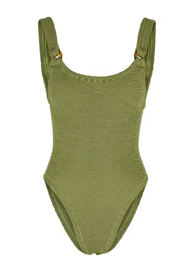 Hunza G Domino Seersucker Swimsuit In Gray