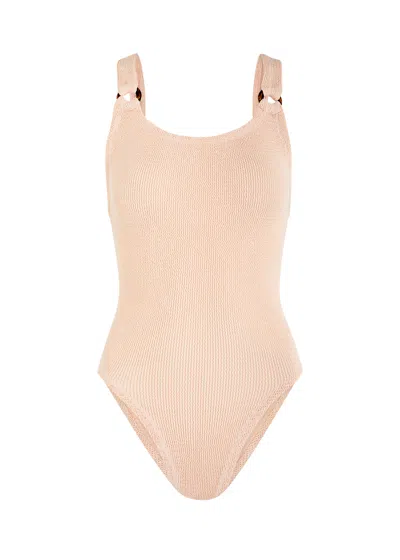Hunza G Domino Seersucker Swimsuit In Nude