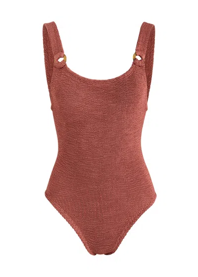 Hunza G Domino Seersucker Swimsuit In Pink