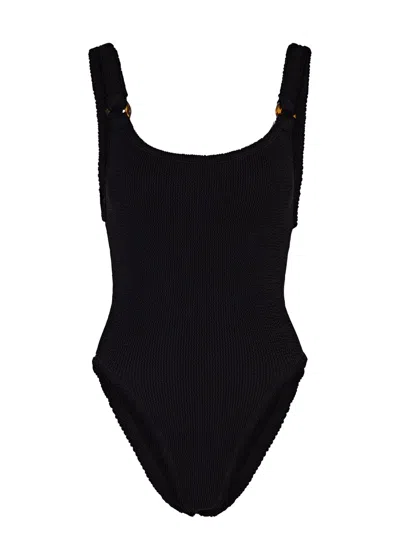 Hunza G Domino Seersucker Swimsuit, Swimsuit, Black