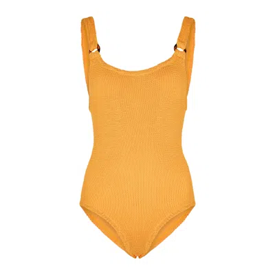 Hunza G Domino Seersucker Swimsuit, Swimwear, Orange