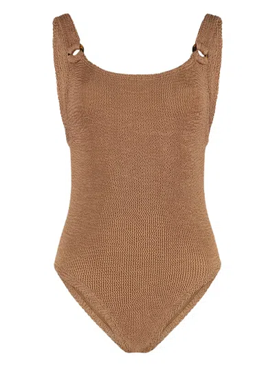 Hunza G Domino One Piece In Metallic Cocoa