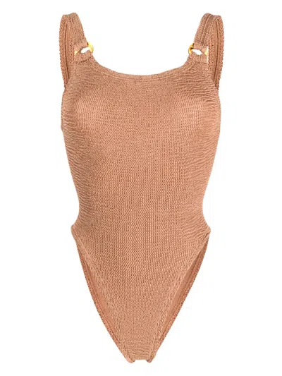 Hunza G Domino One Piece In Metallic Cocoa
