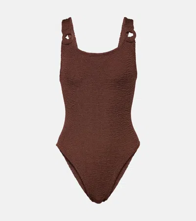Hunza G Domino Swimsuit In Brown