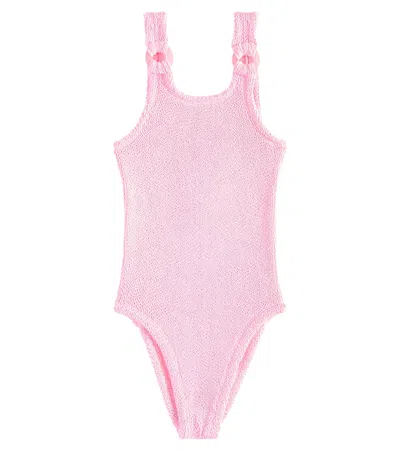 Hunza G Kids' Domino Swimsuit In Pink