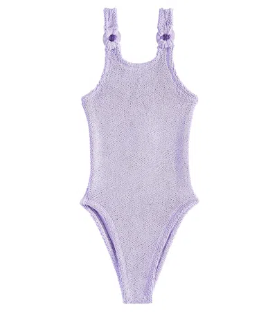 Hunza G Kids' Domino Swimsuit In Purple