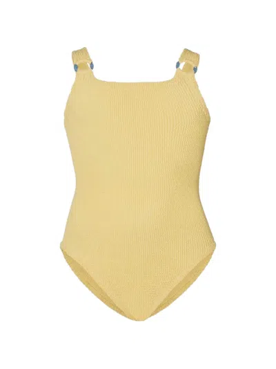 Hunza G Kids' Domino Swimsuit In Yellow