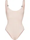 Hunza G Domino Scoop-neck Crinkle-knit Swimsuit In Rose