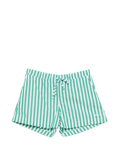 Hunza G Womens Emerald Cabana Stripe Brand-embroidery Striped Cotton-poplin Shorts In Multi