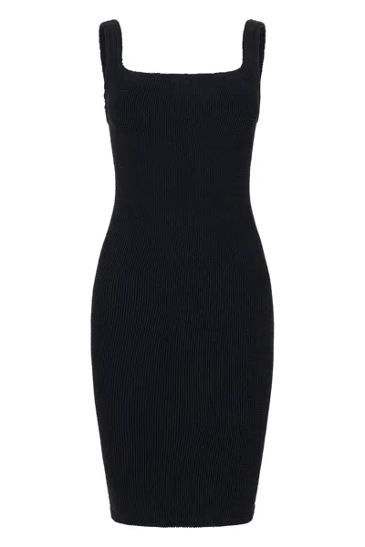 Hunza G Sleek Midi Dress With Square Neckline In Black