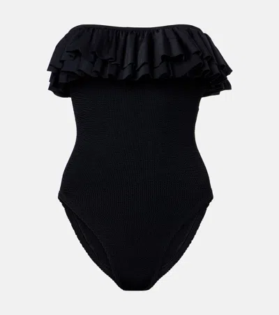 Hunza G Eloise Ruffled Swimsuit In Black