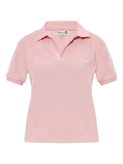 Hunza G Embroidered-logo T-shirt In Pink