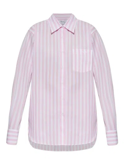 Hunza G Embroidered Striped Oversized Shirt In Pink
