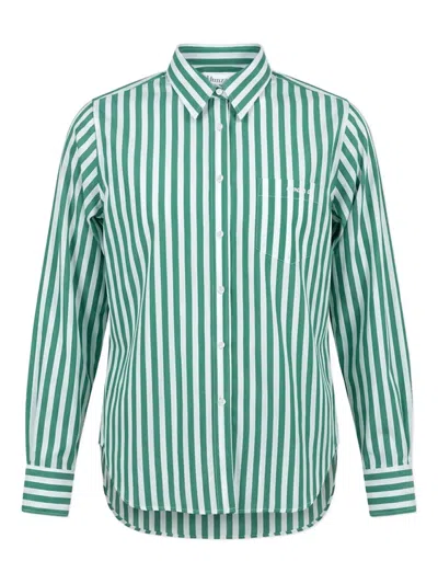 Hunza G Embroidered Striped Shirt In Green