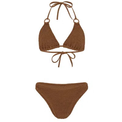 Hunza G Eva Bikini Metallic Cocoa In Brown