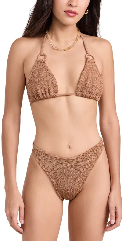 Hunza G Eva Bikini Set Metallic Cocoa In Brown