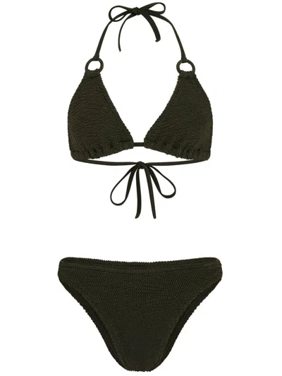 Hunza G Eva Triangle Swimsuit With Ring Detail In Kaki