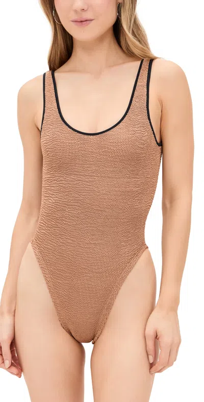 Hunza G Faye One Piece Metallic Cocoa In Brown