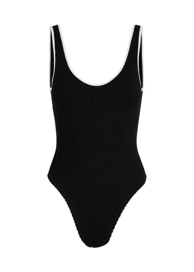 Hunza G Faye Contrast Seersucker Swimsuit