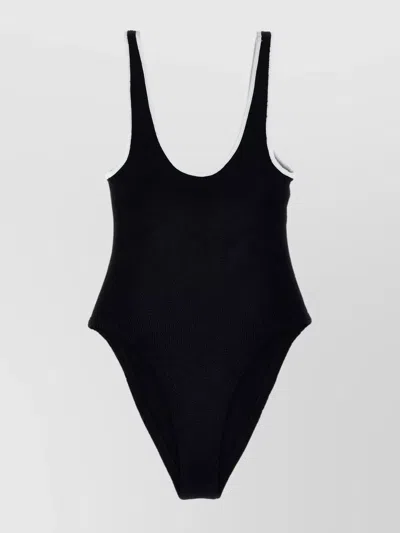 Hunza G Womens Black Faye Seersucker Swimsuit