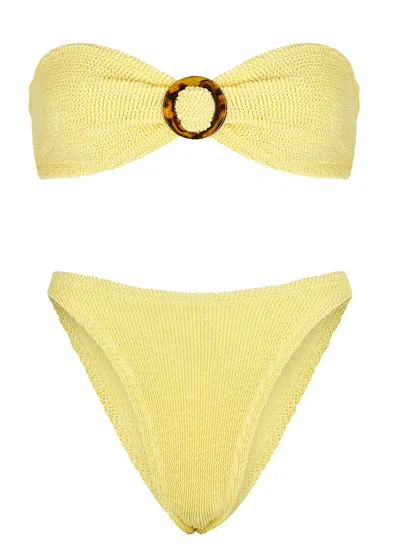 Hunza G Flora Yellow Seersucker Bikini