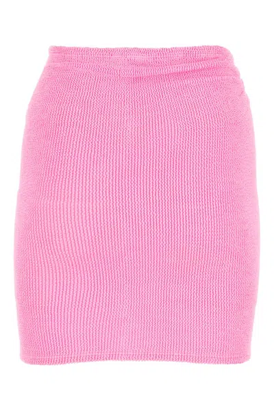 Hunza G Crinkled-effect Mini Skirt In Bubble Gum Pink