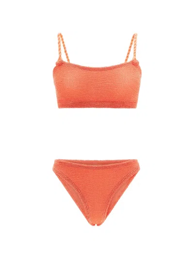 Hunza G Phoebe Bikini Set Braided Straps High Waist In Orange