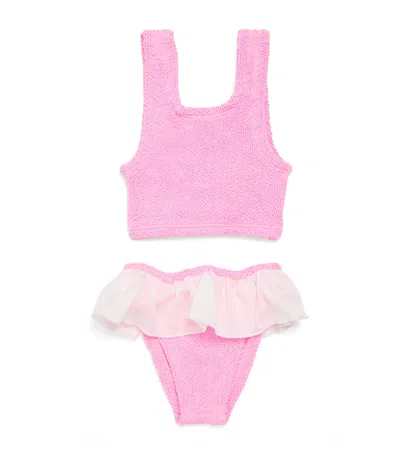 Hunza G Kids' Frill-detail Olive Bikini In Pink