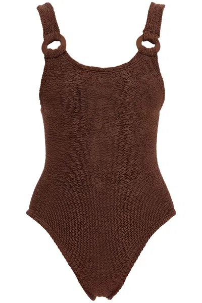 Hunza G Full-body Domino Swimsuit In Brown