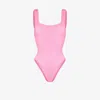 Hunza G Crinkle Square Neck Swimsuit In Pink