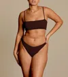 Hunza G Gigi Bikini Metallic Crinkle Chocolate In Brown