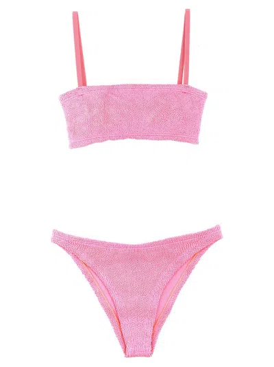 Hunza G Gigi Crinkle-knit Bikini In Bubblegum
