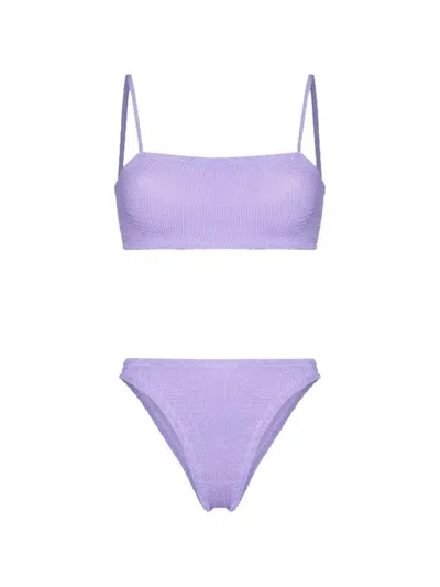 Hunza G Gigi Crinkle Two-piece Bikini Set In Purple