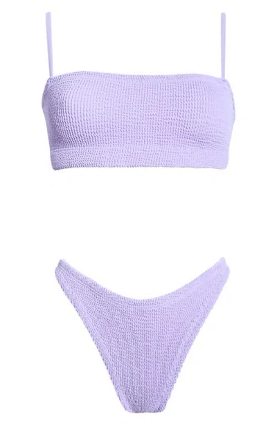 Hunza G Gigi Crinkled Two-piece Swimsuit In Purple