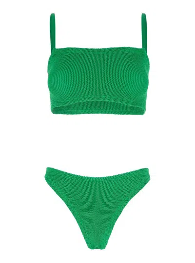 HUNZA G 'GIGI' GREEN BIKINI WITH SQUARE NECKLINE AND THIN STRAPS