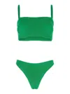 Hunza G Gigi Green Bikini With Square Neckline And Thin Straps In Ribbed Fabric Woman In Green