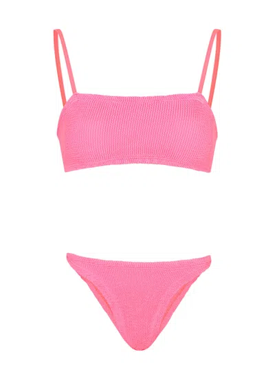 Hunza G Gigi Seersucker Bikini In Bright Pink