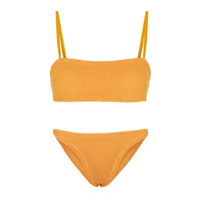 Hunza G Gigi Seersucker Bikini In Orange