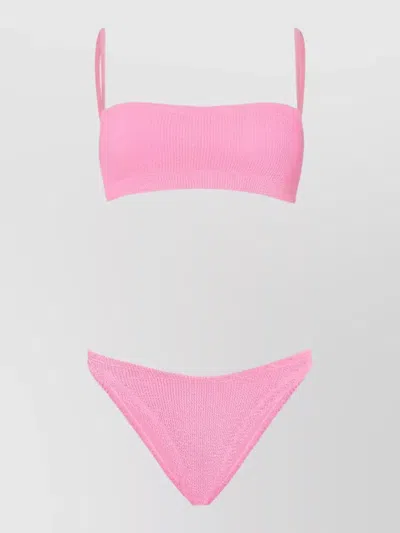 Hunza G Gigi Textured Bikini Set High Cut In Pink