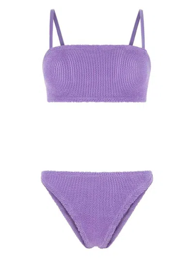 Hunza G Gigi Crinkle Two-piece Bikini Set In Purple