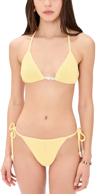 Hunza G Gina Beaded Bikini Set Butter In Yellow