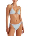 Hunza G Gina Beaded Crinkle-effect Bikini In Blue