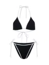 Hunza G Gina Textured Triangle Bikini With Sporty Contrast In Black