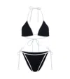 Hunza G Gina Textured Triangle Bikini With Sporty Contrast In Black