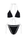 Hunza G Gina Textured Triangle Bikini With Sporty Contrast In Black