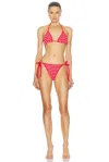 Hunza G Gina Crinkled-texture Bikini Set In Red & White Stripe