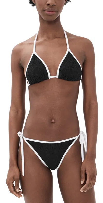 Hunza G Gina Contrast Bikini Black/white In Animal Print