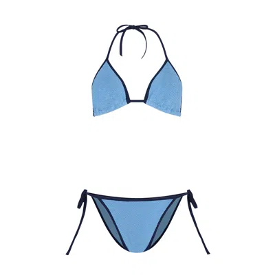 Hunza G Gina Contrast Bikini In Cornflower,navy
