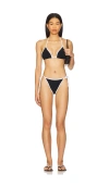 Hunza G Gina Textured Triangle Bikini With Sporty Contrast In Black & White