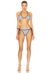 Hunza G Gina Bikini With Sporty Contrast Trim In Cornflower & Navy